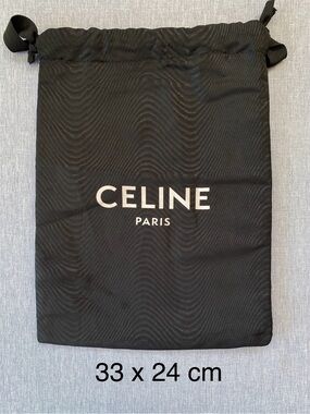 Authentic Celine | Black Drawstring Dust Bag Storage Gift Luxury Wood Print